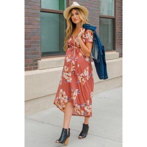 Pinkblush maternity floral hi-low wrap dress